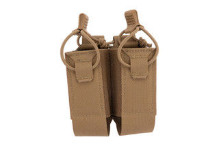 Coyote Tan double magazine pouch with shock cord pull tabs.